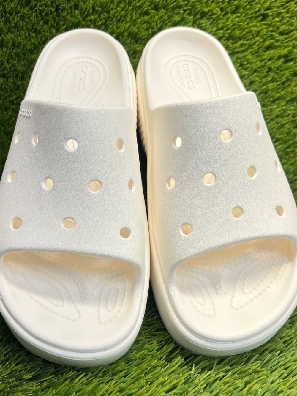 Crocs Stomp Womens Size 9 Ivory Beach Walking Outdoor Platform Slide Sandals - Picture 5 of 10